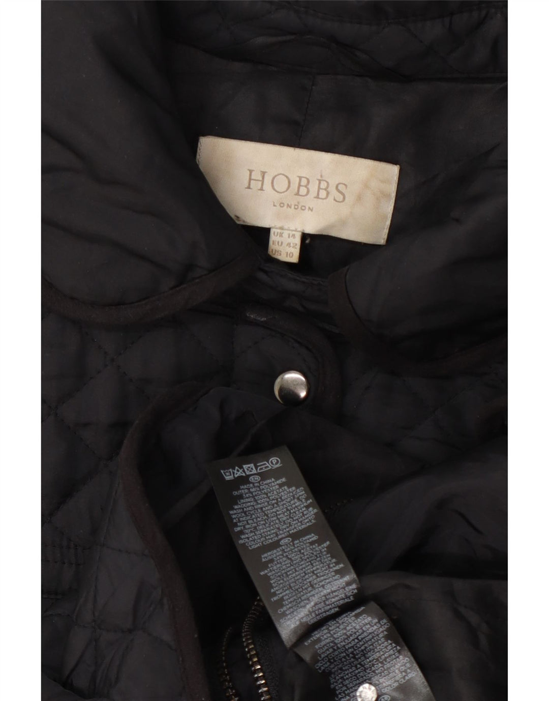 Sobretudo acolchoado feminino Hobbs UK 14 médio preto poliamida