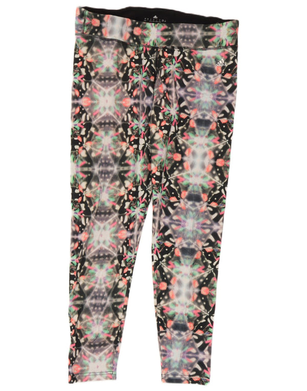 Adidas Womens Climalite Leggings UK 16/18 Grande Preto Geométrico Poliéster