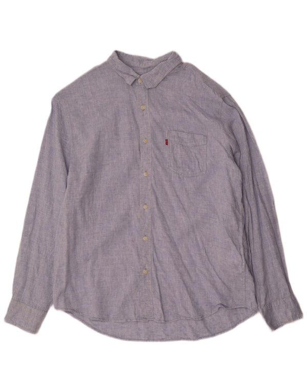 Camisa masculina padrão Levi's grande linho azul