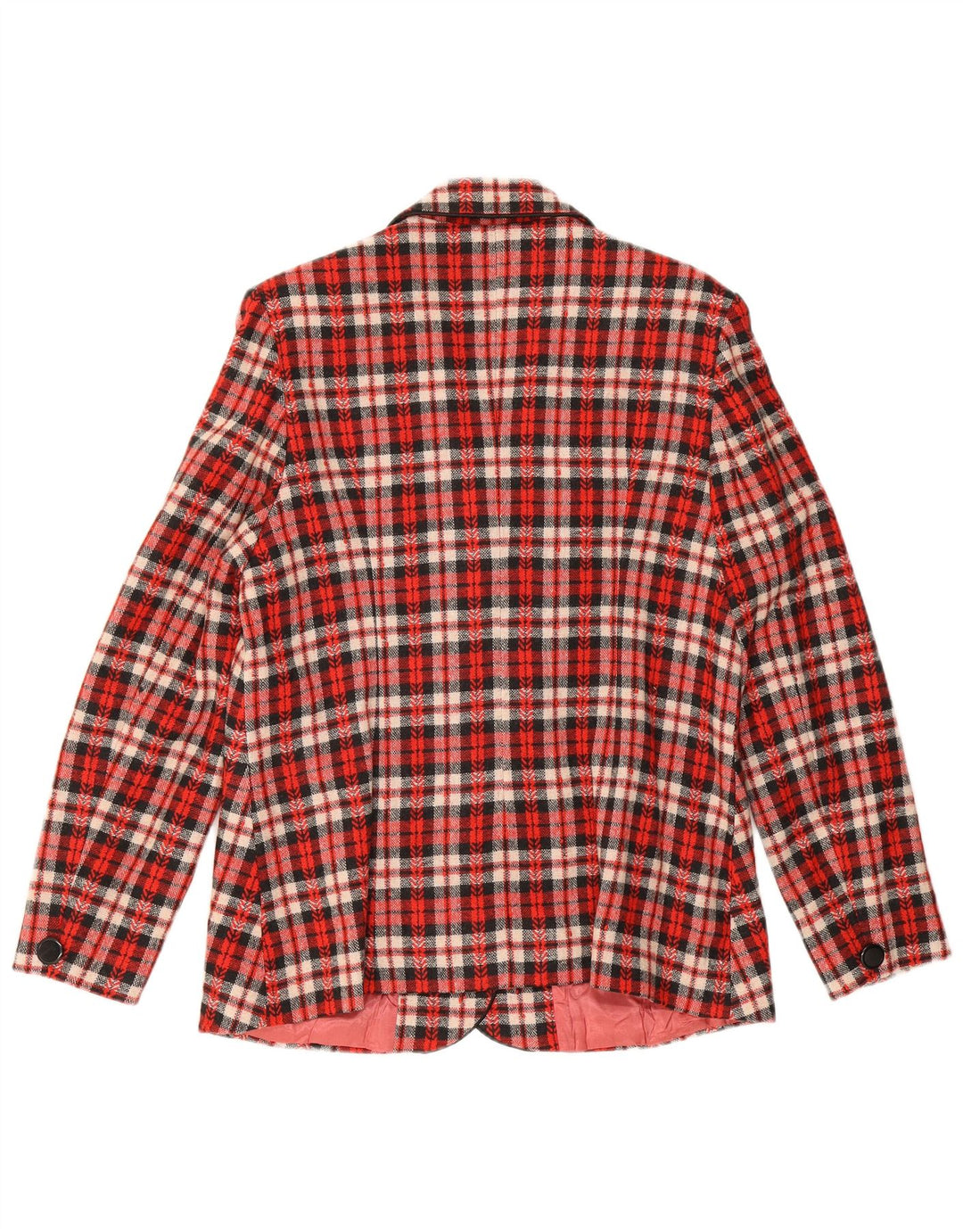 Jaqueta blazer feminina vintage com 3 botões Reino Unido 12 xadrez vermelho médio