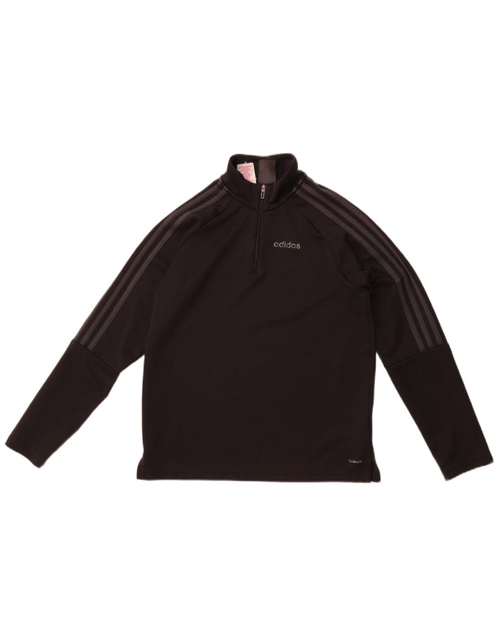 Adidas Meninos Climalite Zip Neck Pullover Treino Top 13-14 Anos Preto