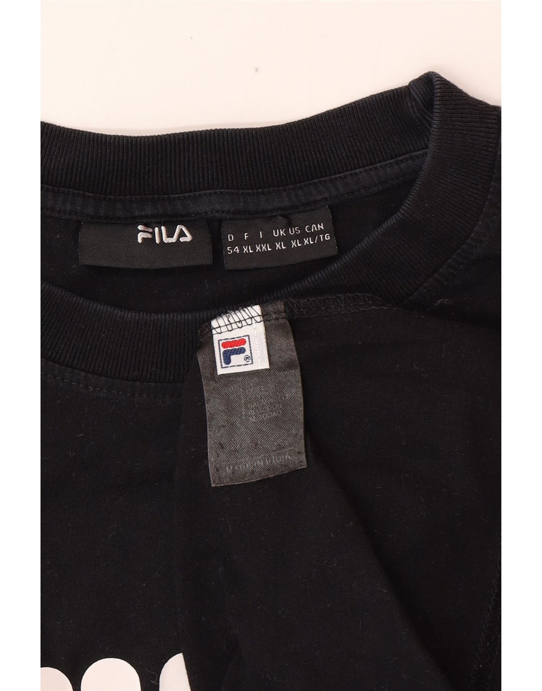 Camiseta masculina gráfica FILA Top XL algodão preto
