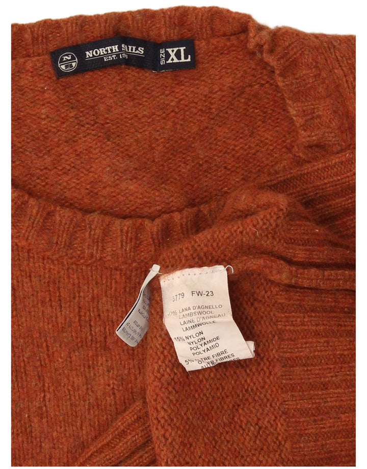 Suéter masculino North Sails com gola redonda XL de lã laranja