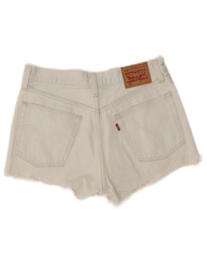 Shorts jeans feminino Levi's 501 desgastado W26 pequeno algodão azul