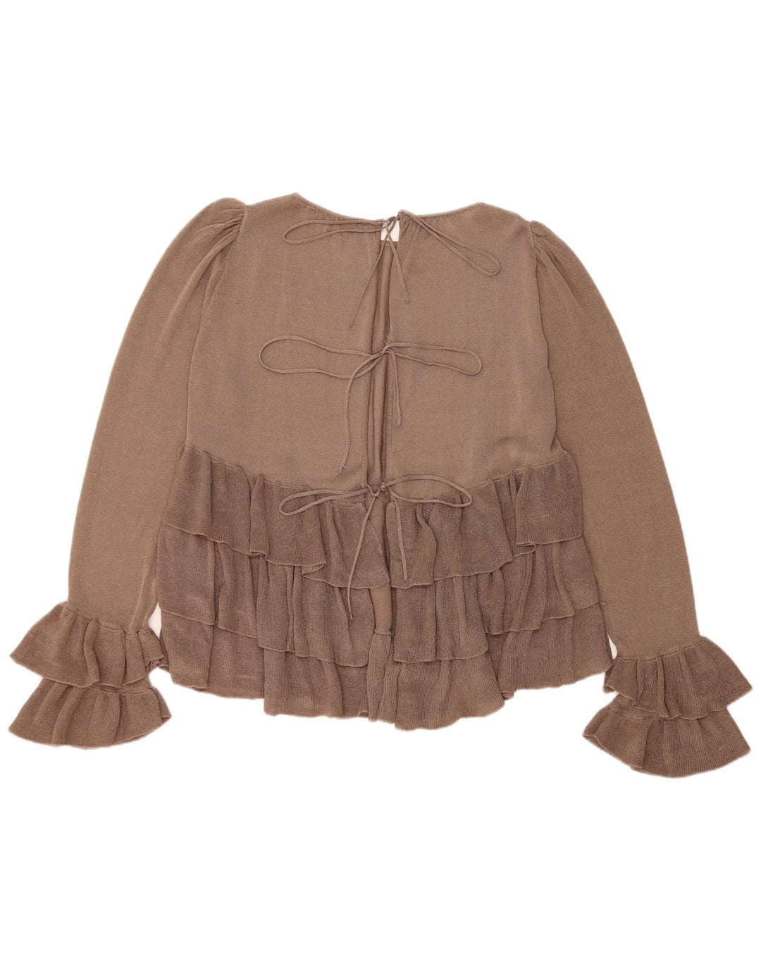 Zara blusa feminina oversized manga comprida top UK 10 pequeno bloco colorido marrom