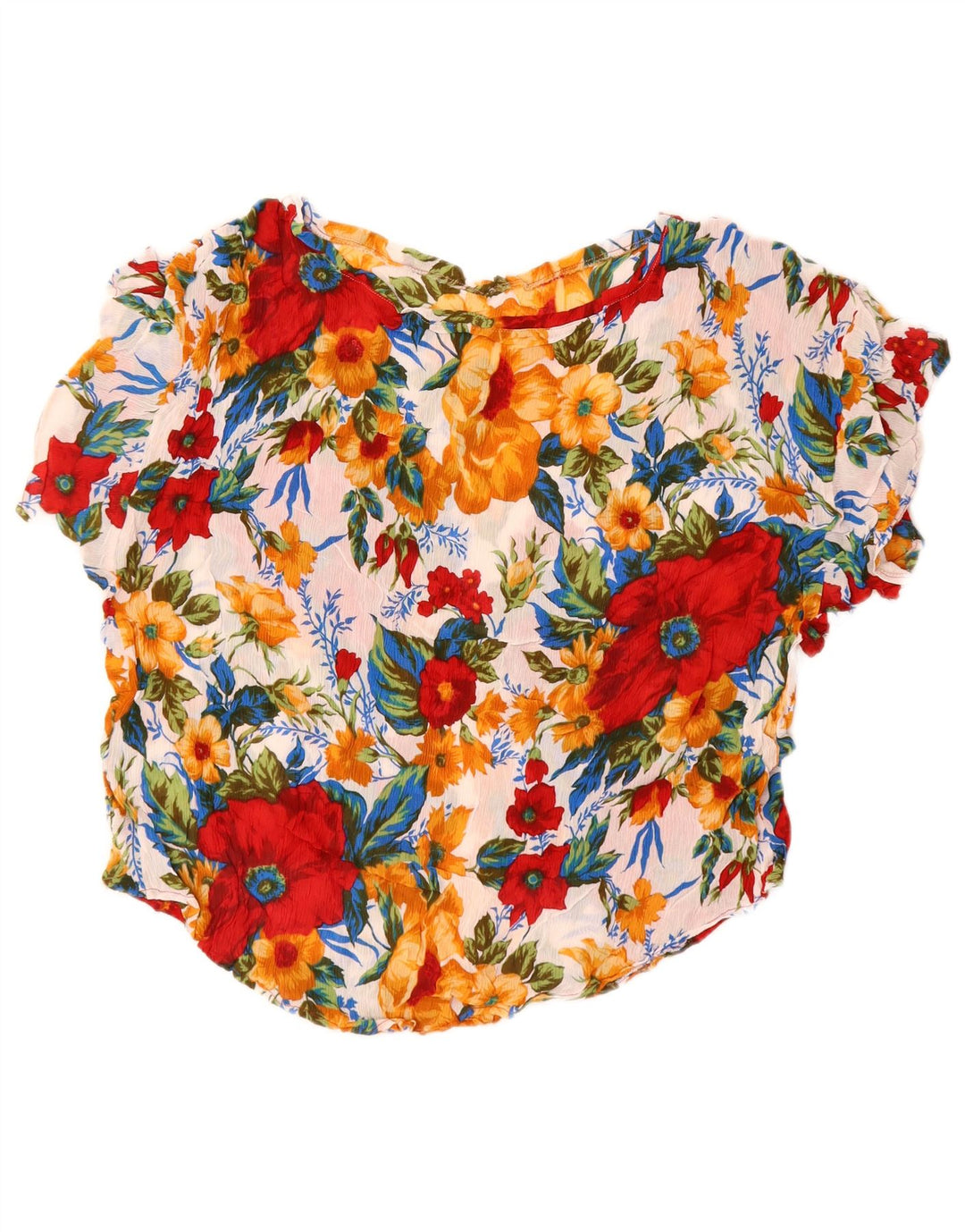 Blusa feminina vintage UK 16 grande floral multicolorida