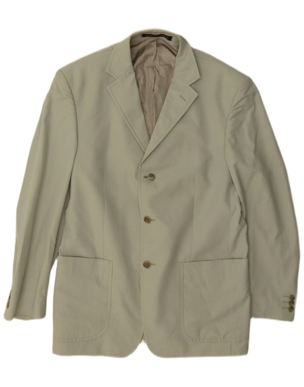 Jaqueta blazer masculina de 3 botões Marks & Spencer Reino Unido 40 algodão bege médio
