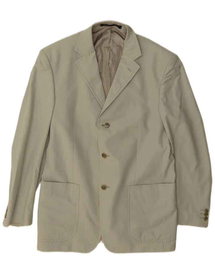 Jaqueta blazer masculina de 3 botões Marks & Spencer Reino Unido 40 algodão bege médio
