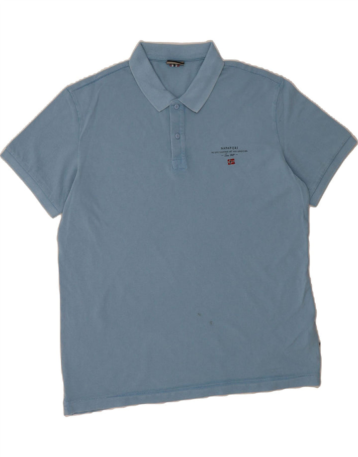 NAPAPIJRI Mens Polo Shirt 2XL Blue Cotton Vintage Napapijri and Second-Hand Napapijri from Messina Hembry 