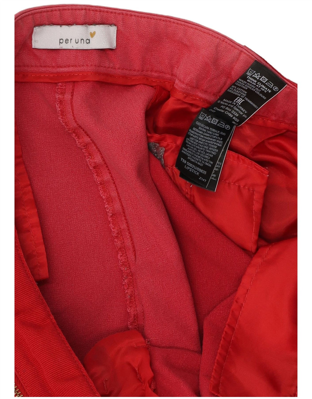 Calça feminina Marks & Spencer Per Una Capri Reino Unido 16 grande W36 L23 vermelha