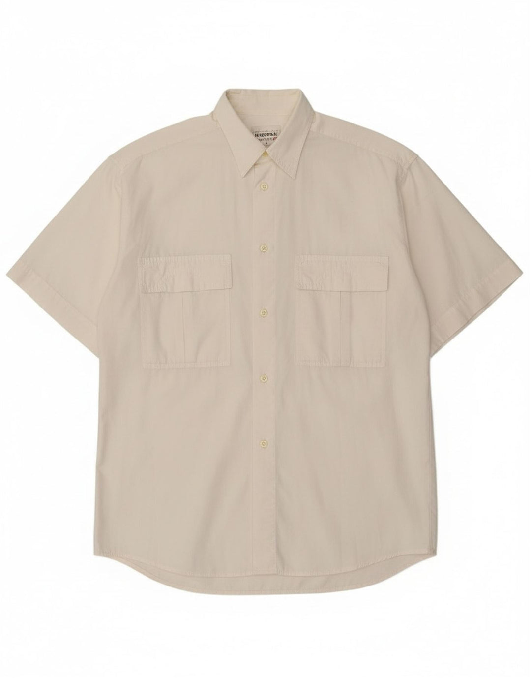 Camisa masculina de manga curta Stefanel de algodão branco médio