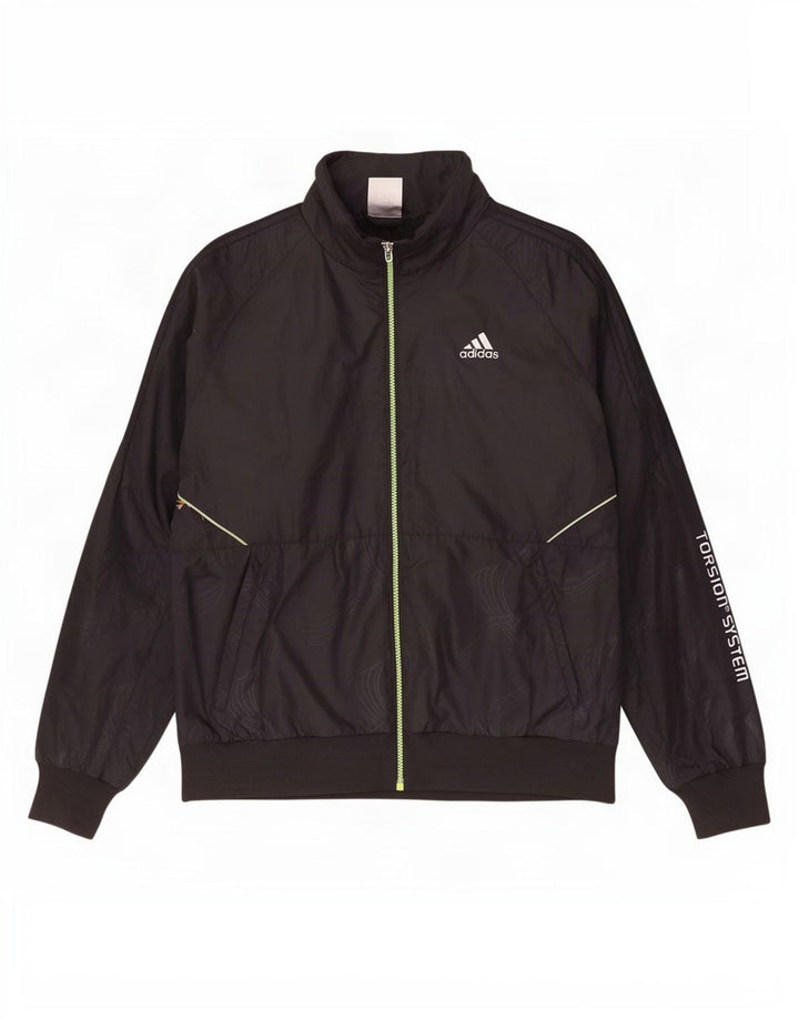 Adidas Mens Graphic Tracksuit Top Jacket Médio Preto Poliéster