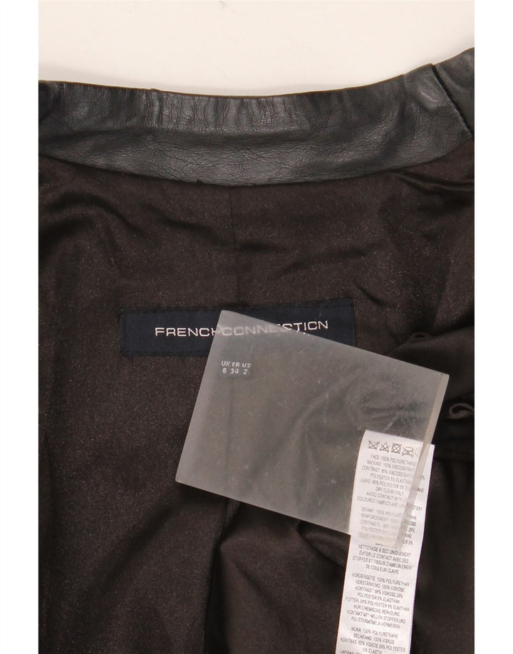 Jaqueta de motociclista colheita feminina French Connection UK 6 XS poliuretano preto