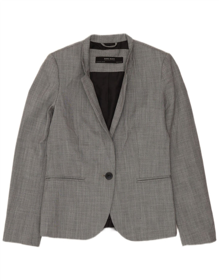 Jaqueta blazer feminina ZARA com 1 botão EU 36 XS cinza poliéster