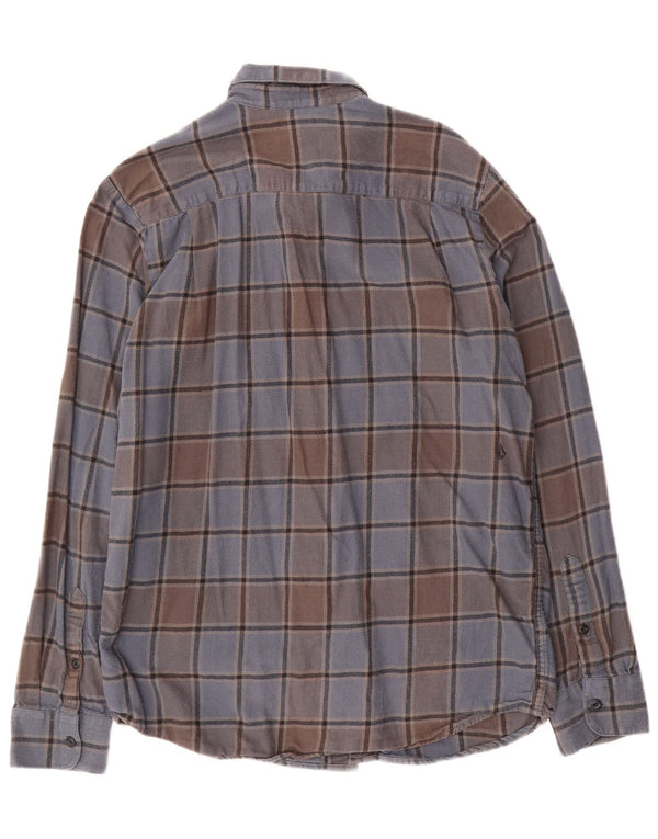 Camisa masculina de flanela de ajuste moderno Volcom grande algodão xadrez azul