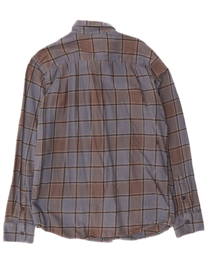 Camisa masculina de flanela de ajuste moderno Volcom grande algodão xadrez azul