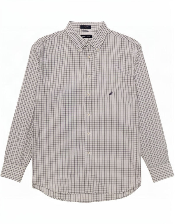 Camisa masculina Nautica XL algodão xadrez branco