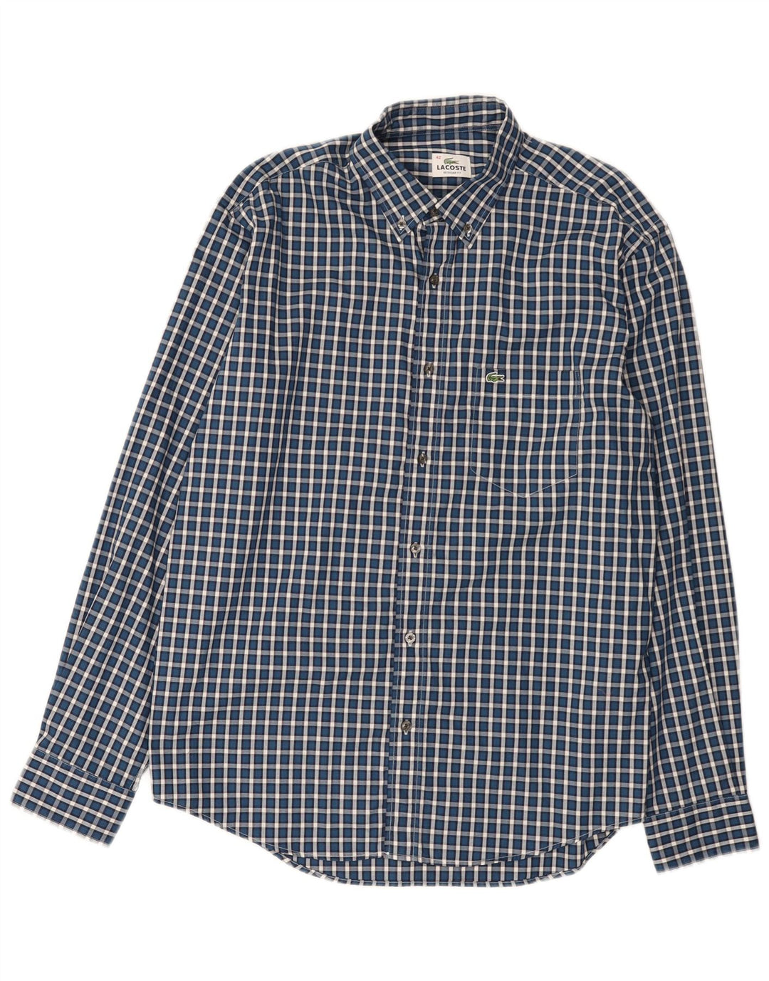 Camisa masculina Lacoste Regular Fit tamanho 42 grande algodão xadrez azul
