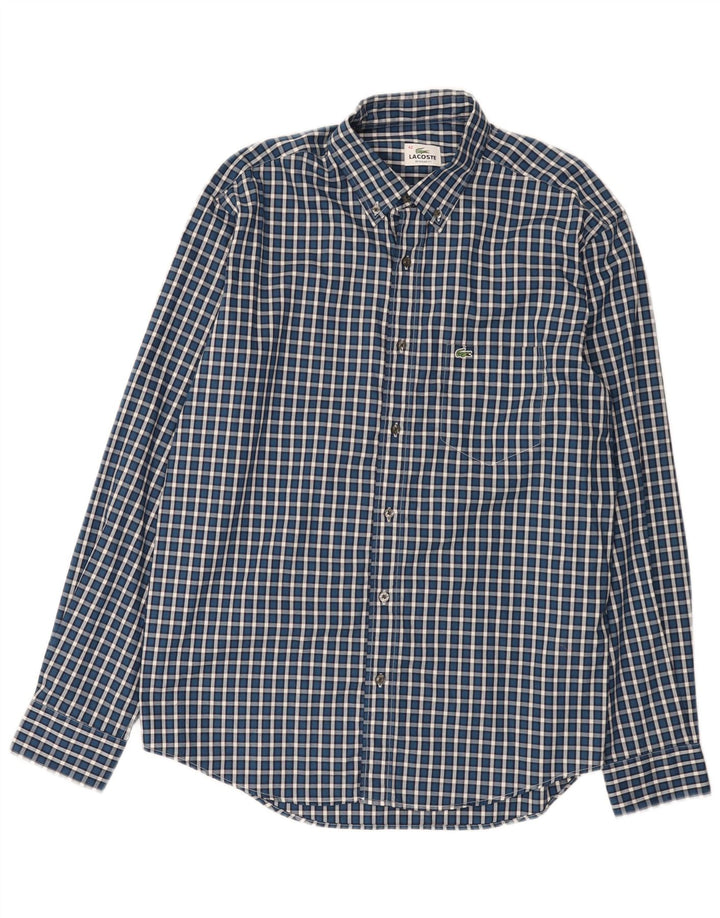 Camisa masculina Lacoste Regular Fit tamanho 42 grande algodão xadrez azul