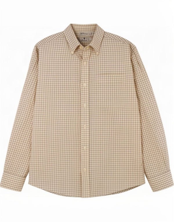 Camisa masculina vintage média xadrez branco