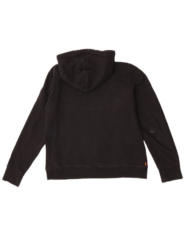 Superdry feminino gráfico moletom com capuz UK 14 grande algodão preto