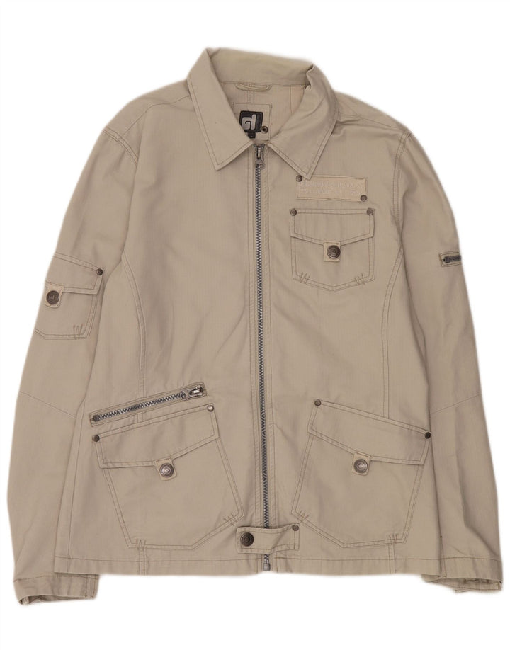 Jaqueta utilitária masculina vintage UK 40 grande bege