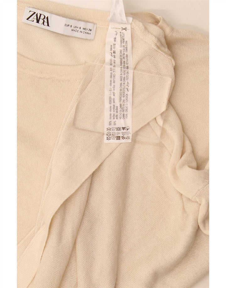 Camiseta feminina grande Zara UK 10 pequena viscose off white
