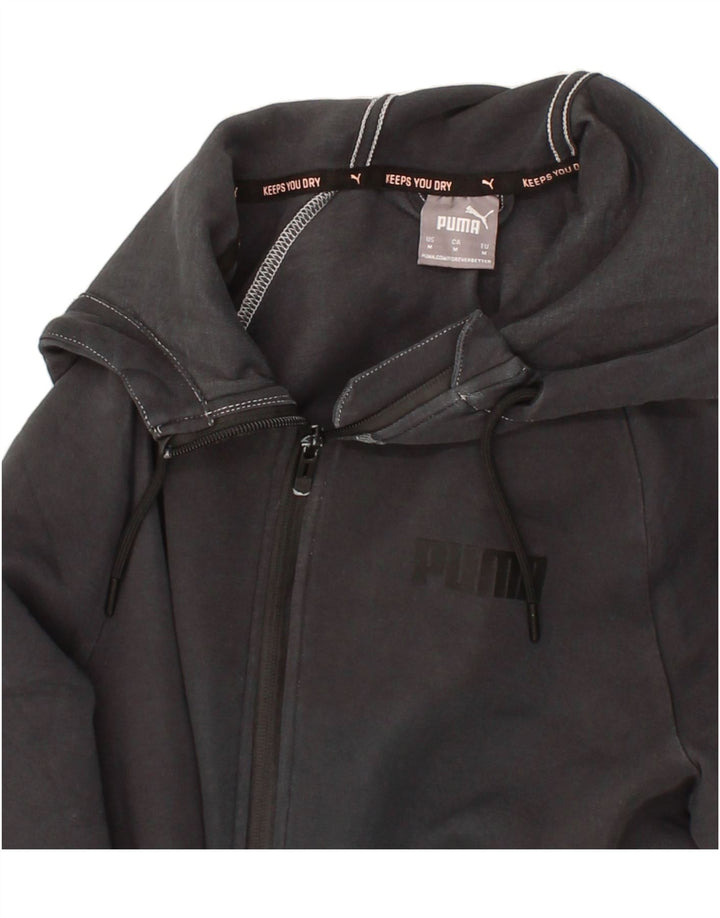 PUMA Womens Graphic Zip Hoodie Sweater UK 14 Medium Black Cotton Vintage Puma and Second-Hand Puma from Messina Hembry 