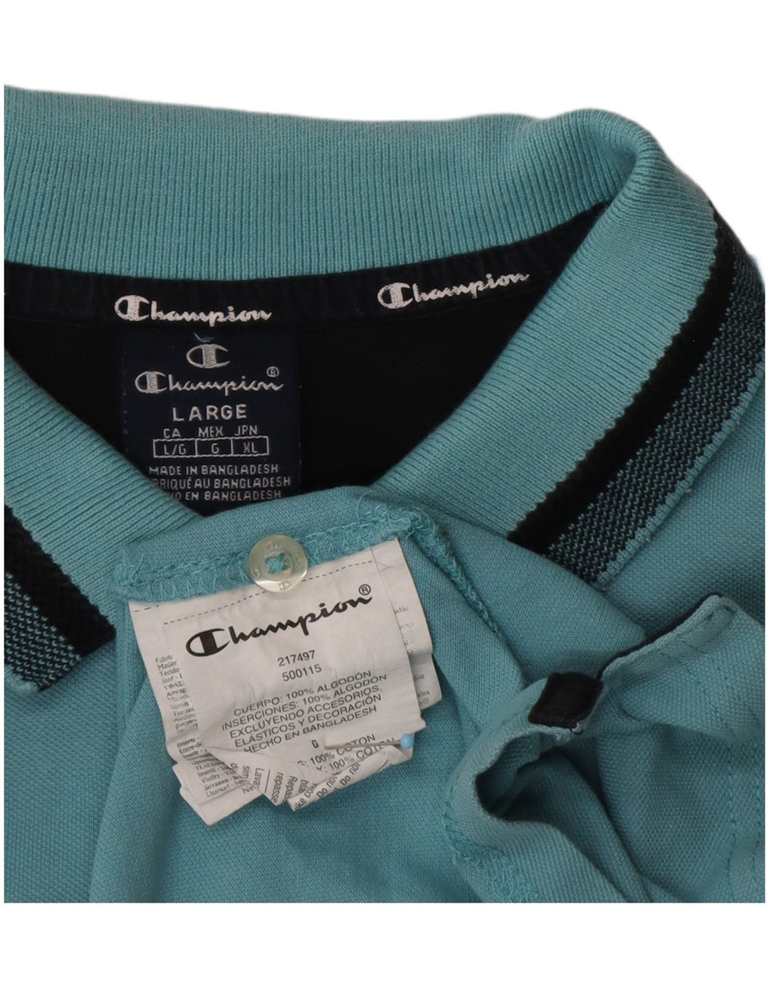 Camisa polo masculina CHAMPION grande algodão azul