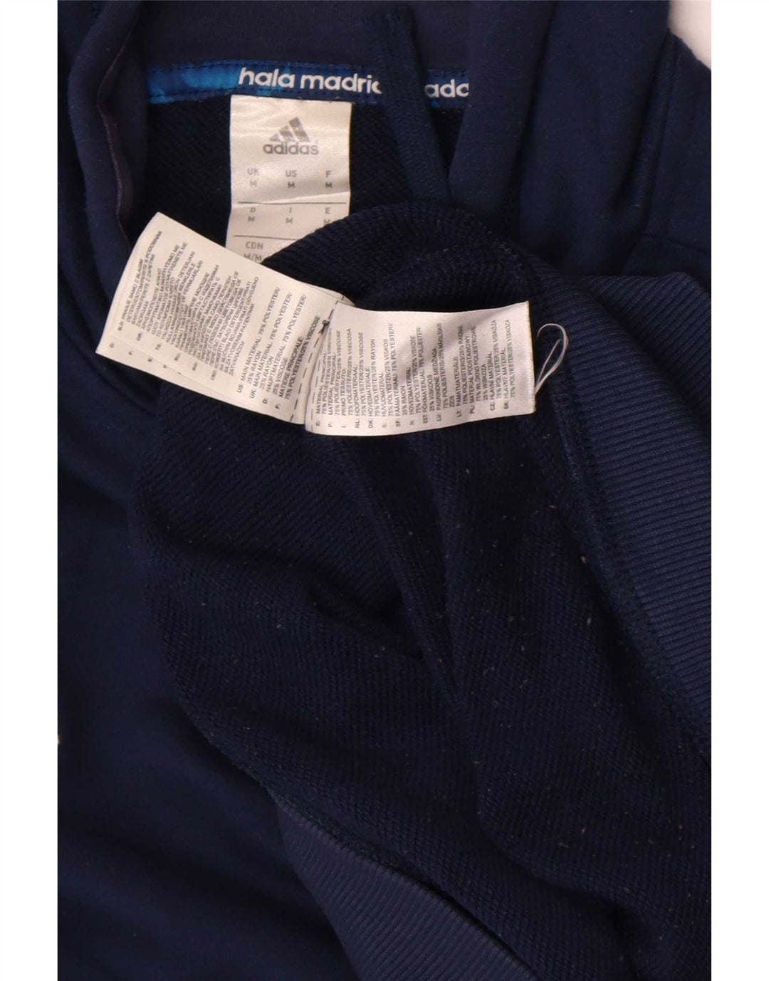 Adidas Mens Real Madrid Hoodie Jumper Médio Azul Marinho Poliéster