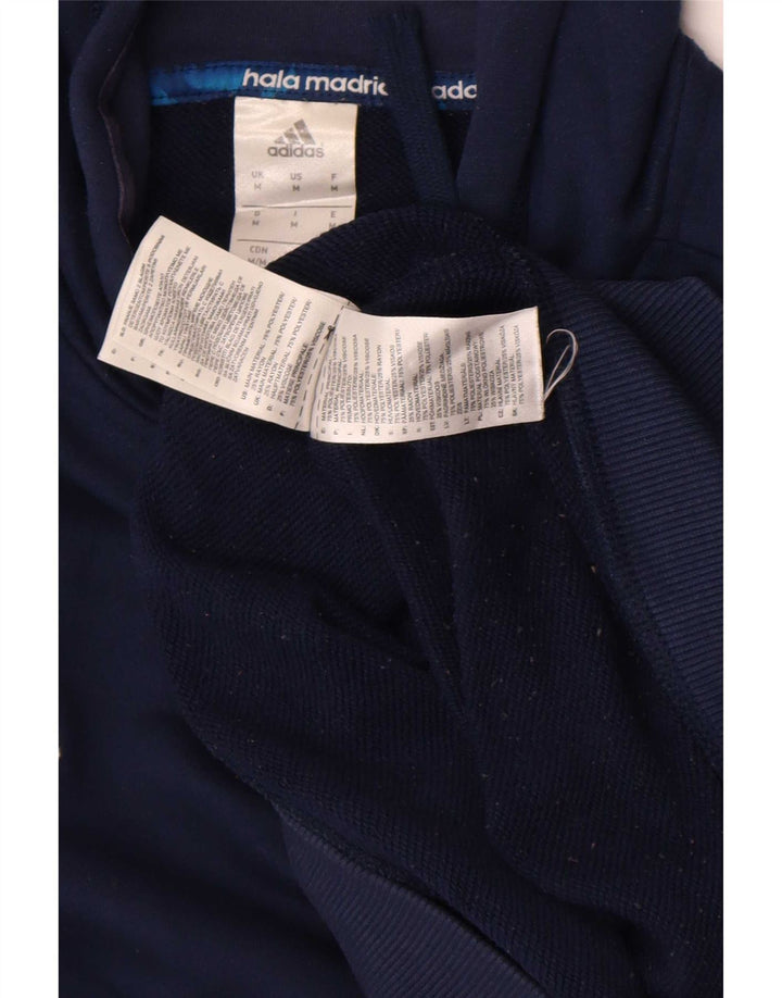 Adidas Mens Real Madrid Hoodie Jumper Médio Azul Marinho Poliéster