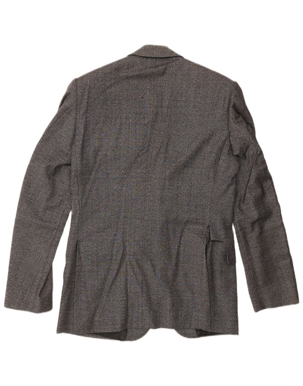 Jaqueta blazer masculina Reiss com 2 botões Reino Unido 38 lã manchada cinza médio