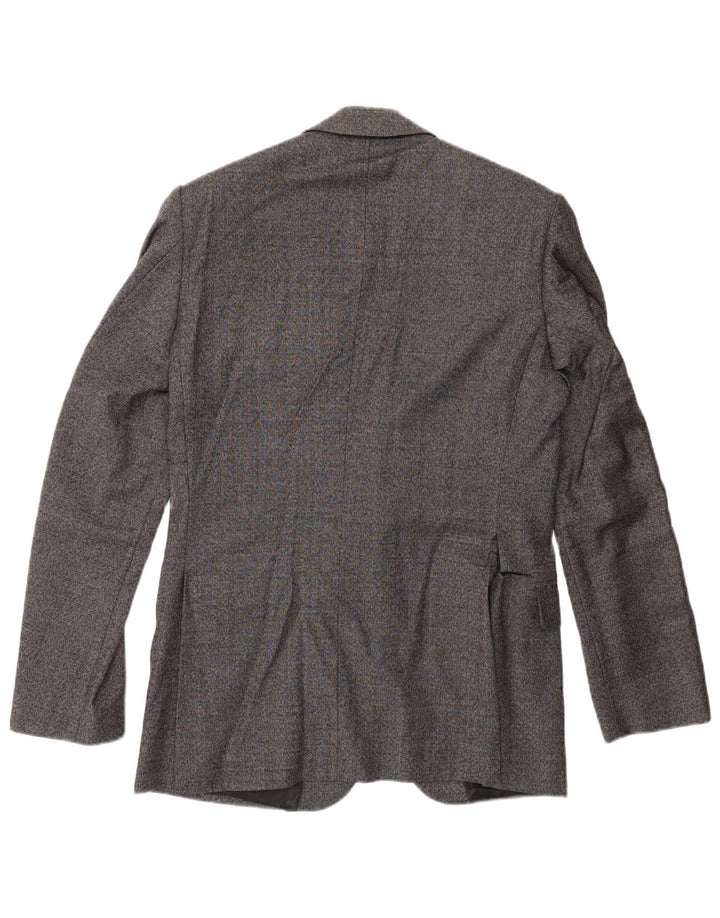 Jaqueta blazer masculina Reiss com 2 botões Reino Unido 38 lã manchada cinza médio