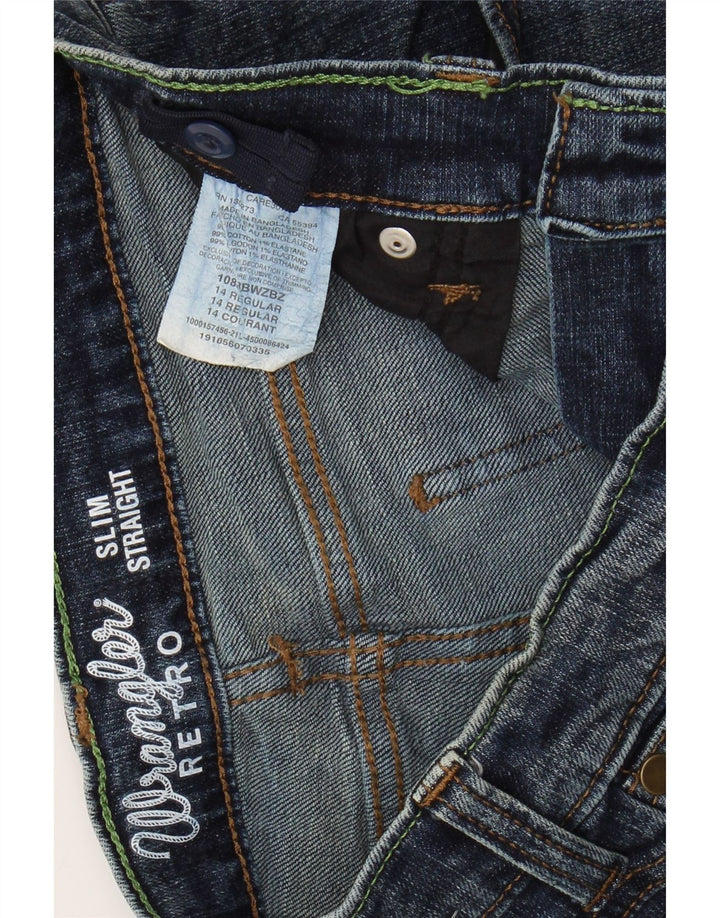 WRANGLER Meninos Retro Slim Straight Jeans 13-14 Anos W26 L29 Azul Algodão