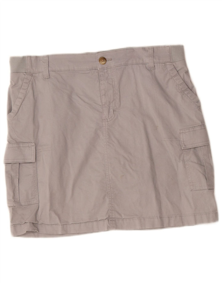 LEE Saia feminina skort regular fit midrise cargo US 14 XL W36 algodão cinza