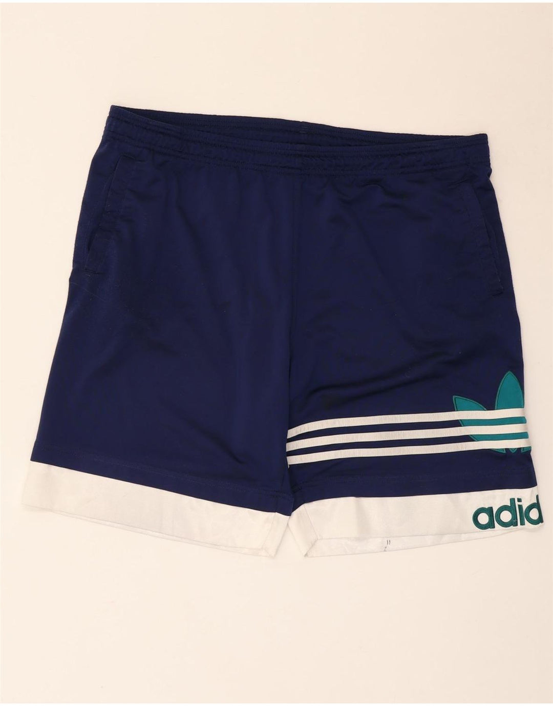 Shorts esportivos gráficos masculinos Adidas grande poliéster colorblock azul marinho