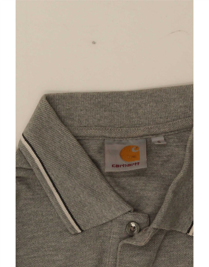 Camisa polo masculina Carhartt pequena listrada cinza