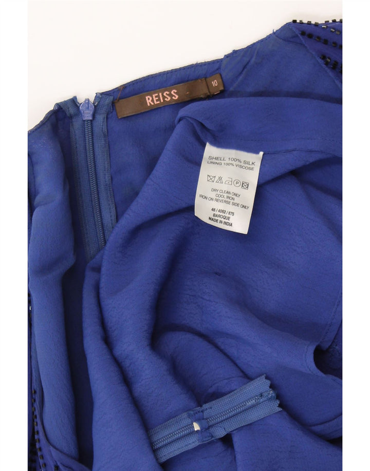 Blusa feminina REISS Top UK 10 seda azul pequena