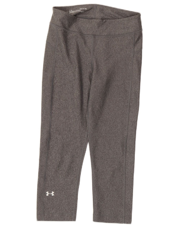 Under Armour Womens Heat Gear Capri Leggings UK 8 Pequeno Poliéster Cinza