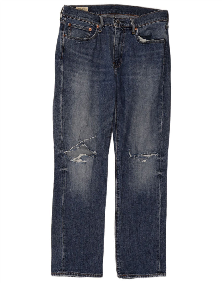 Levi's Masculino 514 Distressed Straight Jeans W32 L30 Azul Algodão