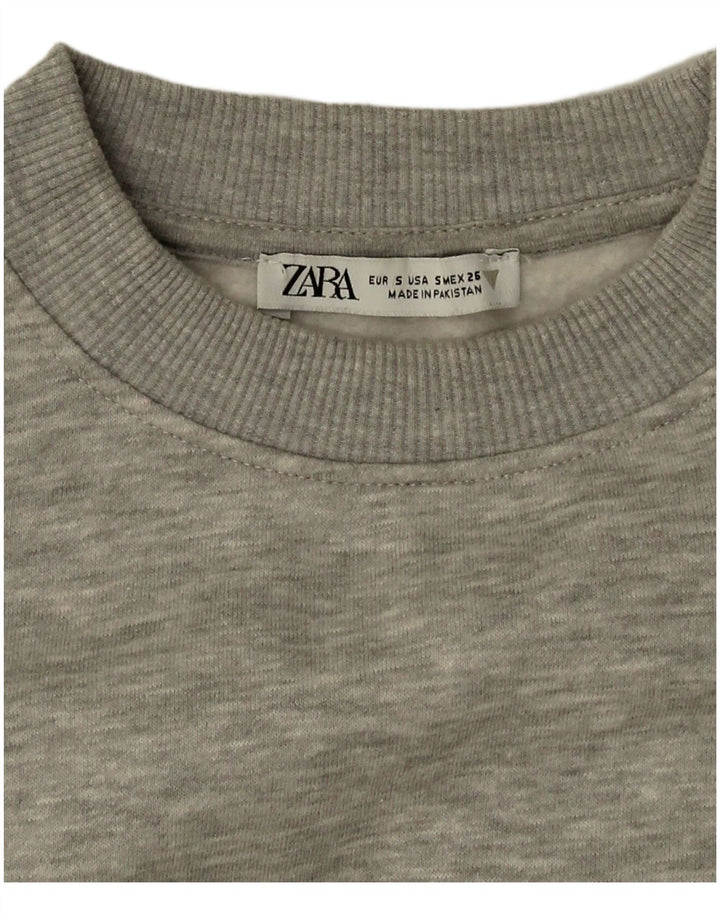 Zara Womens Crop Oversized Moletom Jumper Reino Unido 10 Pequeno Cinza Salpicado