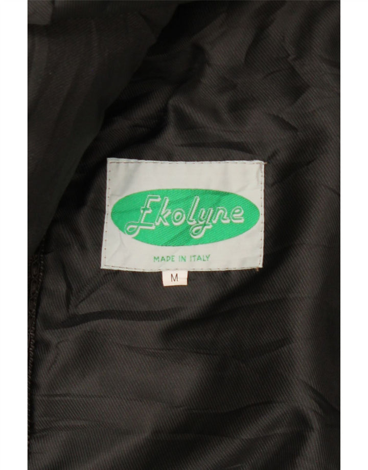 Sobretudo feminino vintage de pele sintética grande Reino Unido 14 preto médio