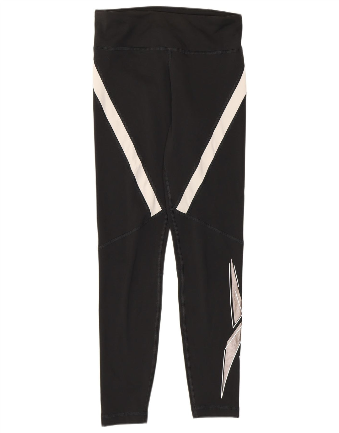 Leggings femininos Reebok Speed Wick UK 8/10 pequeno preto colorblock poliéster
