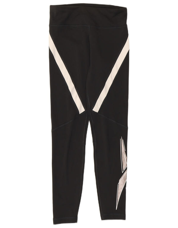 Leggings femininos Reebok Speed Wick UK 8/10 pequeno preto colorblock poliéster