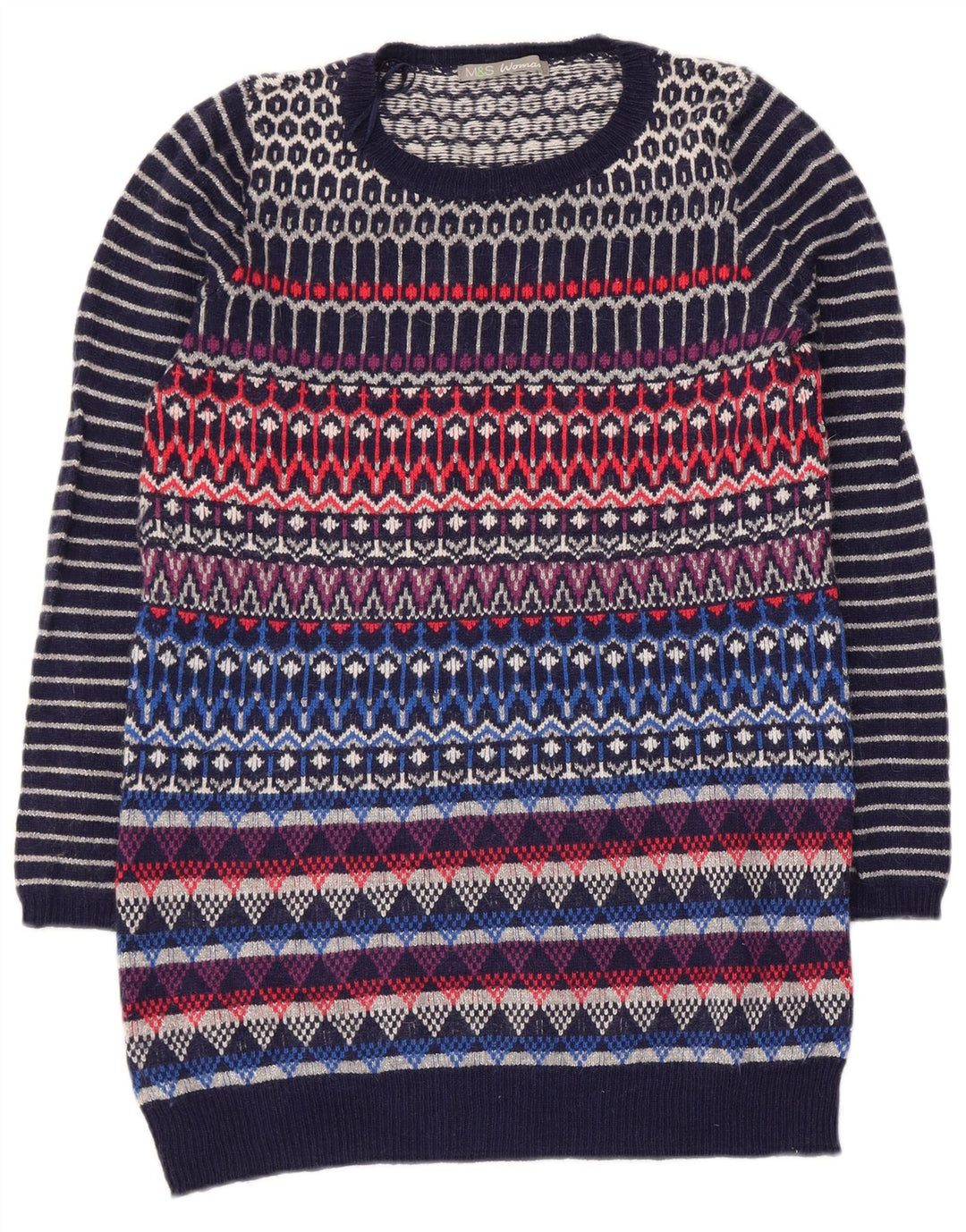 Suéter feminino Marks & Spencer com gola redonda Reino Unido 12 médio multicolorido