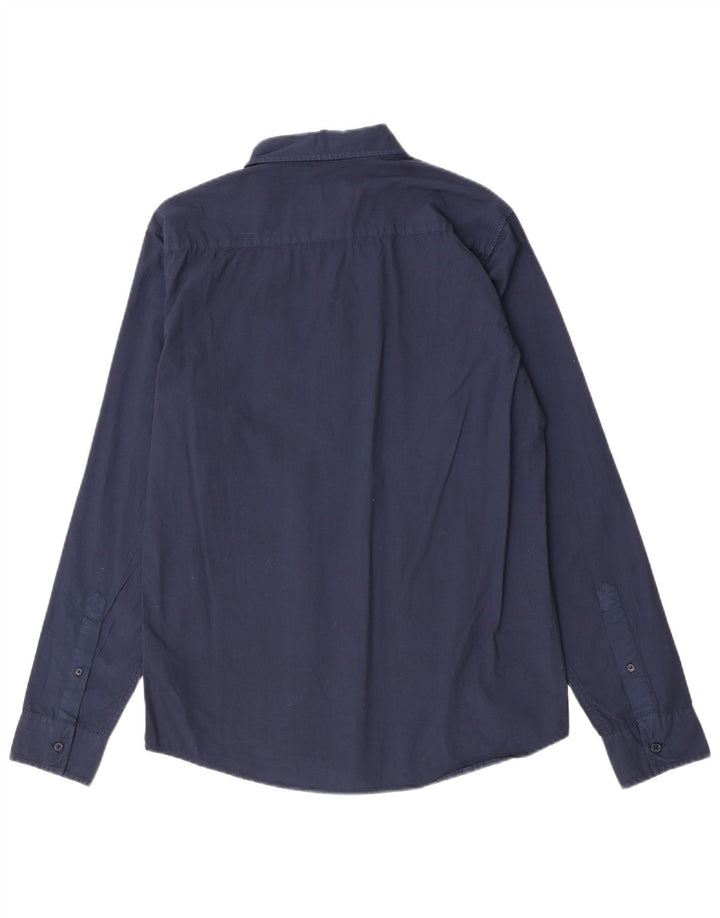 Camisa masculina Schott grande algodão azul marinho