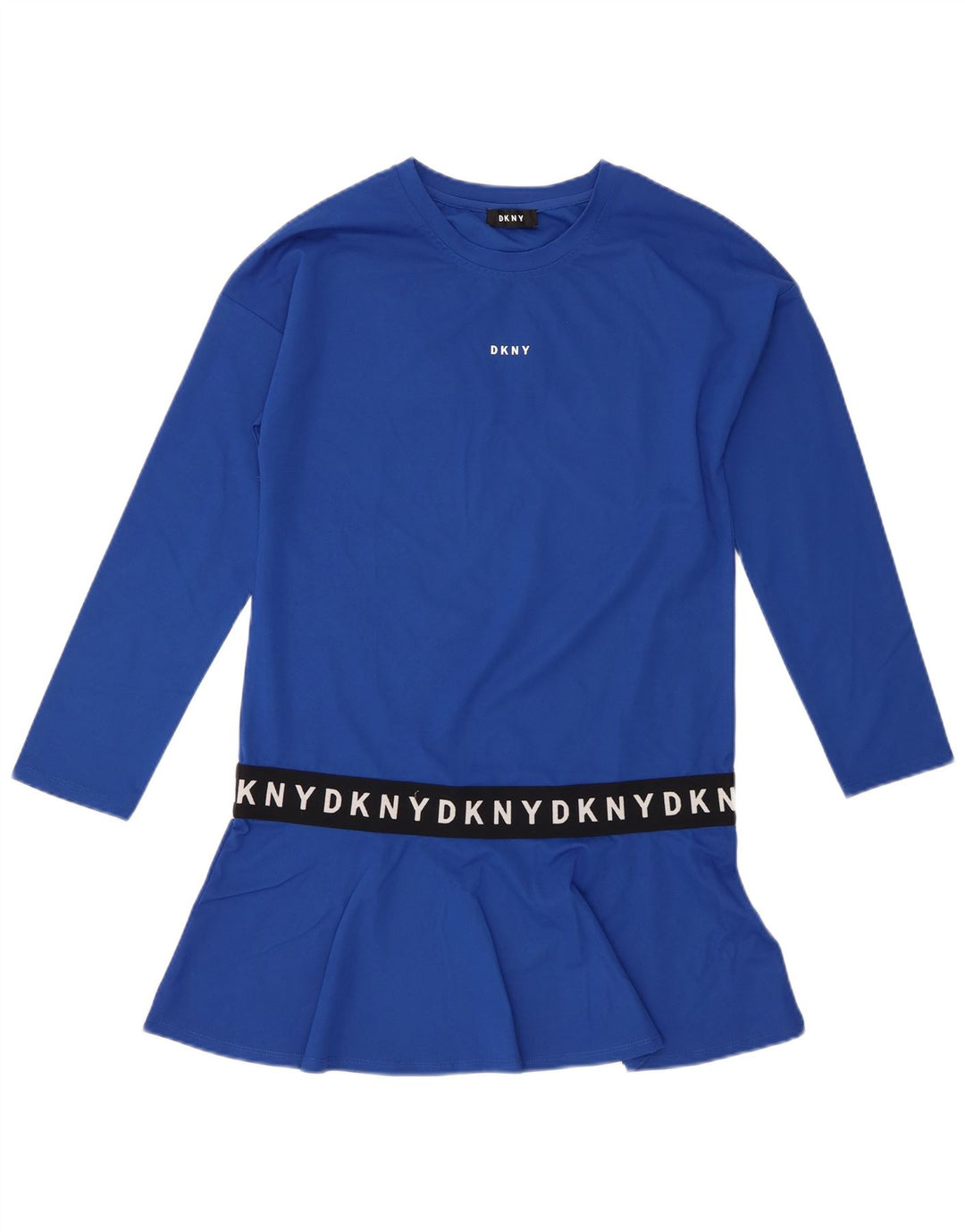 Túnica feminina Dkny com estampa gráfica de manga comprida Reino Unido 14 viscose azul médio
