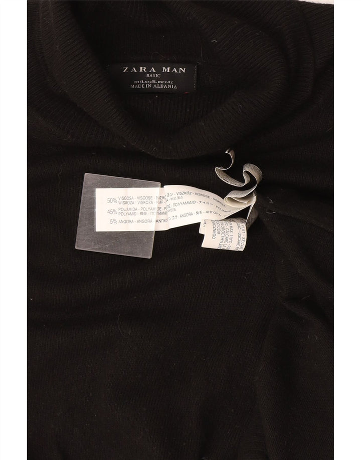 Zara Suéter masculino com gola redonda XL preto viscose