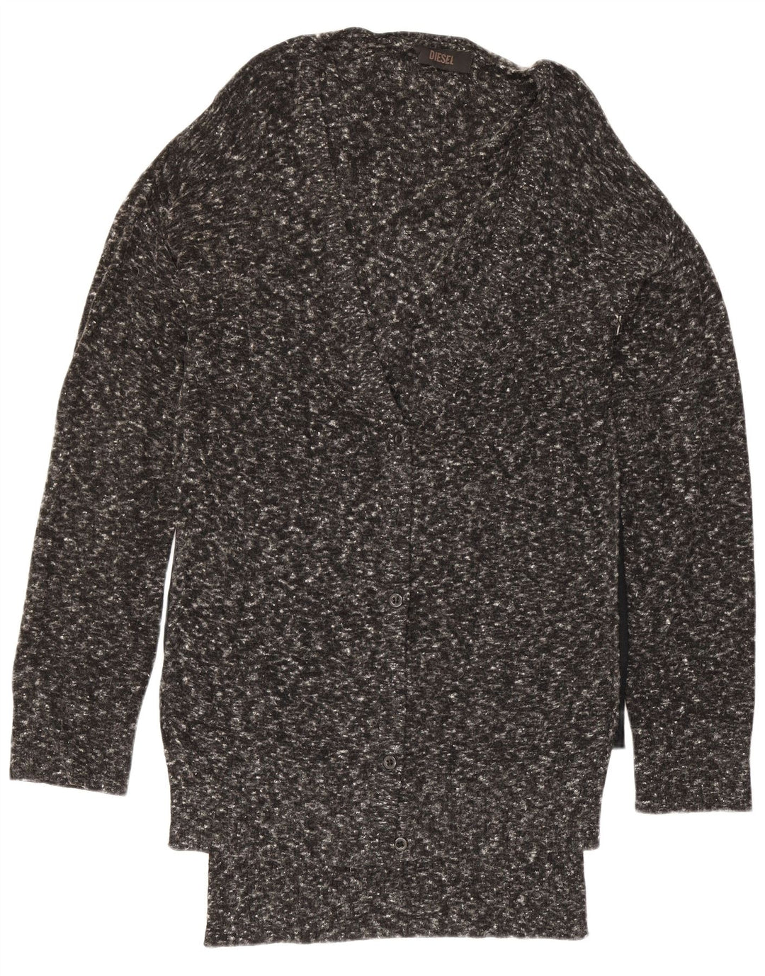 Suéter Cardigan Feminino Diesel Longline Oversized Reino Unido 10 Pequeno Cinza Salpicado