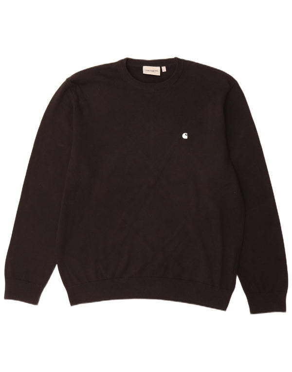 Suéter masculino Carhartt com gola redonda, grande algodão preto